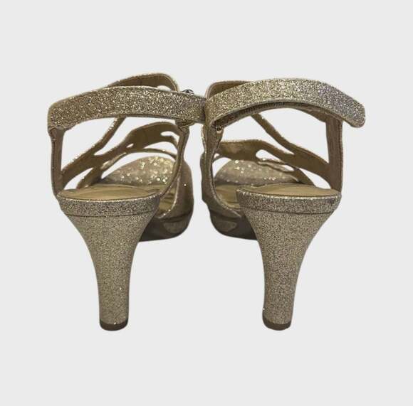 Naturalizer Dianna Gold Sparkle Platform Heels Strap Sandals Women’s Sz 7.5 - Picture 5 of 8